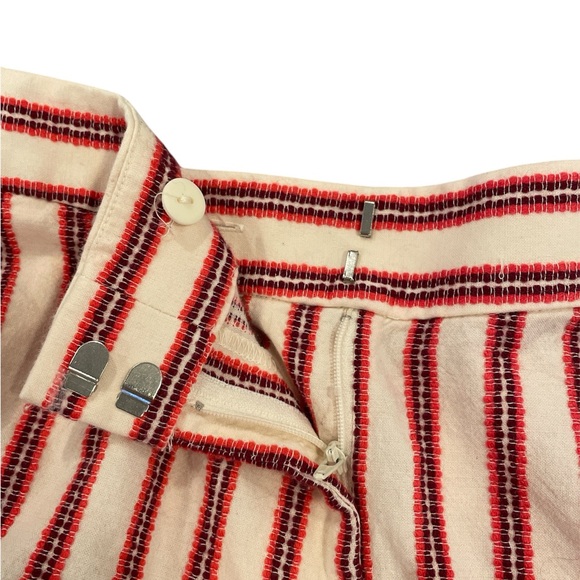 Loft Red and Cream Striped Shorts Women’s Size 8 - Picture 2 of 7